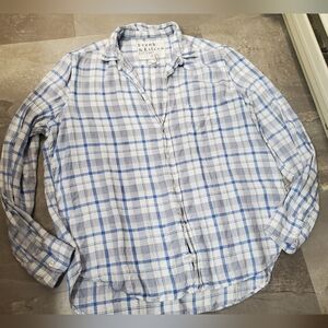 Frank & Eileen "Eileen" Blue and White Plaid Button Down Shirt. Relaxed Fit. S.